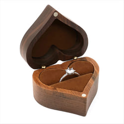 Heart-shaped Ring Box Wooden Ring Jewelry Box,B