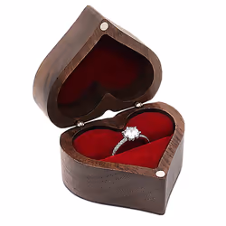 Heart-shaped Ring Box Wooden Ring Jewelry Box,A
