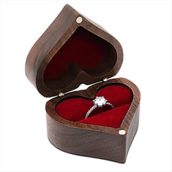 Heart-shaped Ring Box Wooden Ring Jewelry Box,A