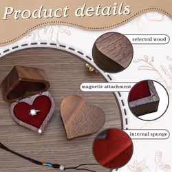 Heart-shaped Ring Box Wooden Ring Jewelry Box,A
