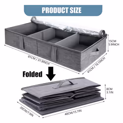 50L Under Bed Storage Box with Lid, Foldable Linen Storage Box