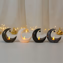 Starry Moon Candlestick Ramadan Festival Home Decoration Lamp A
