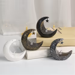 Starry Moon Candlestick Ramadan Festival Home Decoration Lamp D
