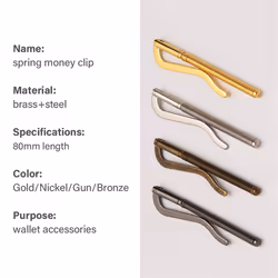Spring Money Clip, Strip Ultra-Thin Wallet Wallet, Gold