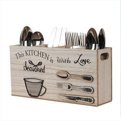Spoons Silverware Wooden Cutlery Box Utensil Storage Holder A