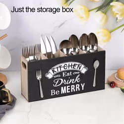Spoons Silverware Wooden Cutlery Box Utensil Storage Holder A