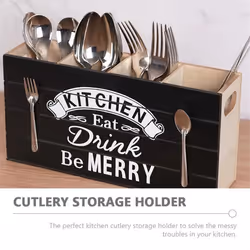 Spoons Silverware Wooden Cutlery Box Utensil Storage Holder B