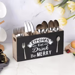 Spoons Silverware Wooden Cutlery Box Utensil Storage Holder B