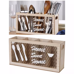 Wood Utensil Holder Kitchen Accessories Silverware Organizer C