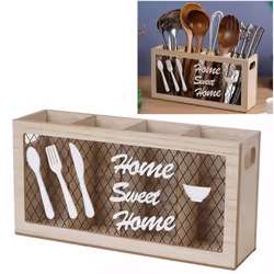 Wood Utensil Holder Kitchen Accessories Silverware Organizer A