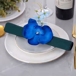6PCS Handmade Orchid Flower Napkin Rings Blue Flower Holders