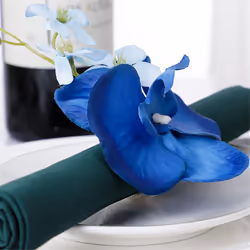 6PCS Handmade Orchid Flower Napkin Rings Blue Flower Holders