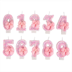 Number Cake Decorating Candles Cute Pink Bow Baby Girl Birthday