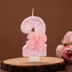 Number Cake Decorating Candles Cute Pink Bow Baby Girl Birthday