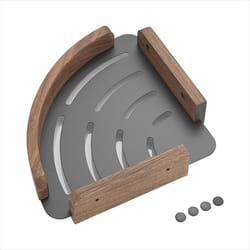 Walnut Wood Bathroom Shelves Wall Mounted Shower Corner Storage Shelf