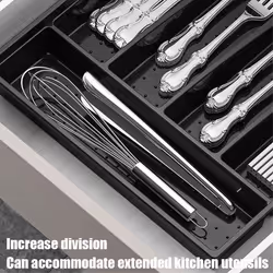Organizer with Lid,Plastic Cutlery and Flatware Storage Box, B