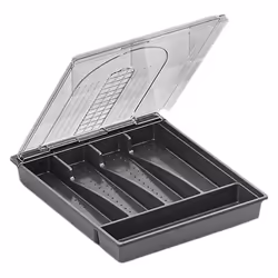 Organizer with Lid,Plastic Cutlery and Flatware Storage Box, A