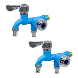 2PCS 2 Way Faucet Faucet Splitter Garden Hose Splitter Blue