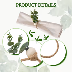 Napkin Rings Set of 12, Eucalyptus Leaf Napkin Rings
