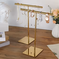 Necklace Holder Jewelry Stand Gold Polished Purse Display Stand