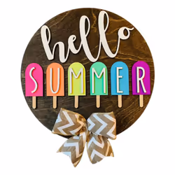 Summer Sign Farmhouse Round Welcome Door Sign for Hanging Home Decor