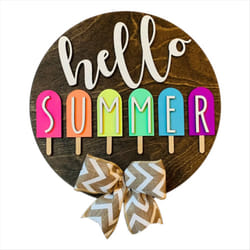 Summer Sign Farmhouse Round Welcome Door Sign for Hanging Home Decor