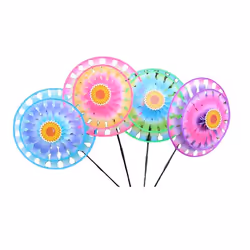 Wind Spinners Eye Catching Colorful Double Layer Windmill Pinwheels