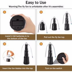4PCS Fly Fans for Tables Tabletop Fly Spining Fan Outdoor with Hook
