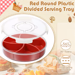 Divided Snack Serving Tray with Lid Handle, Snack Food Containers