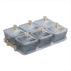 Snack Serving Platter Appetizer Serving Tray,Transparent-Gray
