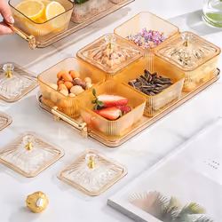 Snack Serving Platter Appetizer Serving Tray,Transparent-Gray
