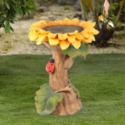 Polyresin Sunflower Bird Bath Pedestal,Handmade Sunflower Gifts