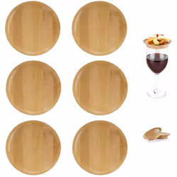 6Pcs Wine Glass Topper, Bamboo Wine Glass Topper Coasters