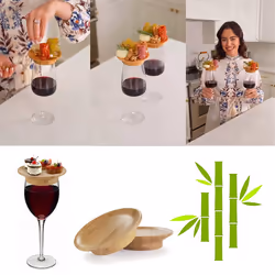 Coasters Set of 4 Wine Glass Topper,Bamboo Wine Glass Topper Coasters