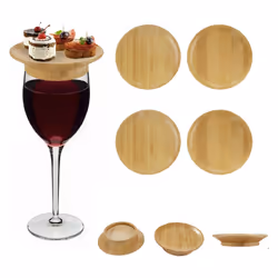 Coasters Set of 4 Wine Glass Topper,Bamboo Wine Glass Topper Coasters