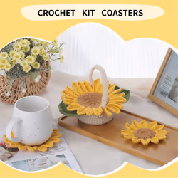 Crochet Coaster Kit With Knitting Yarn Thread Needles Hooks