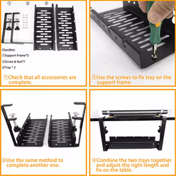 Under Desk Cable Storage Rack Expandable Management Tray 1Pcs