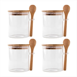 4 Pack Overnight Oats Glass Containers with Lids and Spoons