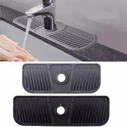 2PCS Kitchen Silicone Faucet Mat Faucet Water Catcher Mat,grey