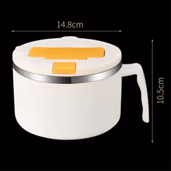 1200ml Noodle Bowl with Lid Stainless Steel Instant Noodle Bowl White