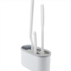 3 In 1 White Toilet Brush Silicone Wall Mounted Rack WC Bath B