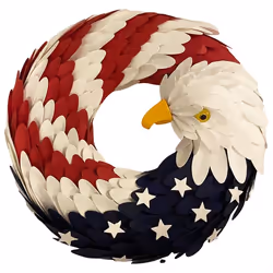 4Th of July Bald Eagle Wreath,Patriotic Memorial Day Decoration,28cm
