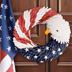 4Th of July Bald Eagle Wreath,Patriotic Memorial Day Decoration,28cm