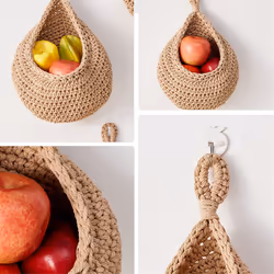 3 Pack Woven Produce Holder Vegetable Hanging Basket A