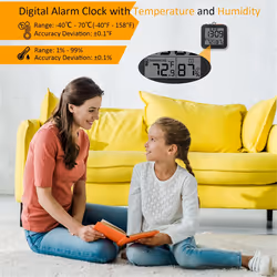 Digital Alarm Clock, Light Travel Clock, Portable Clock Black