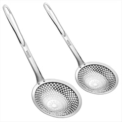 Skimmer Spoon,304 Stainless Steel Strainer Spoons, Dia 4.3 & 5.9 Inch