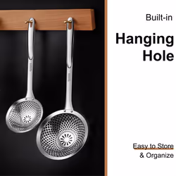 Skimmer Spoon,304 Stainless Steel Strainer Spoons, Dia 4.3 & 5.9 Inch