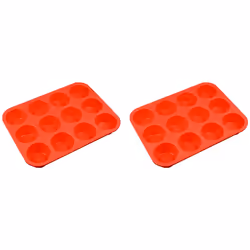 2x12 cups regular silicone cupcake pan, non-stick silicone perfect