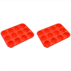 2x12 cups regular silicone cupcake pan, non-stick silicone perfect