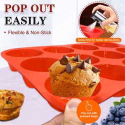2x12 cups regular silicone cupcake pan, non-stick silicone perfect